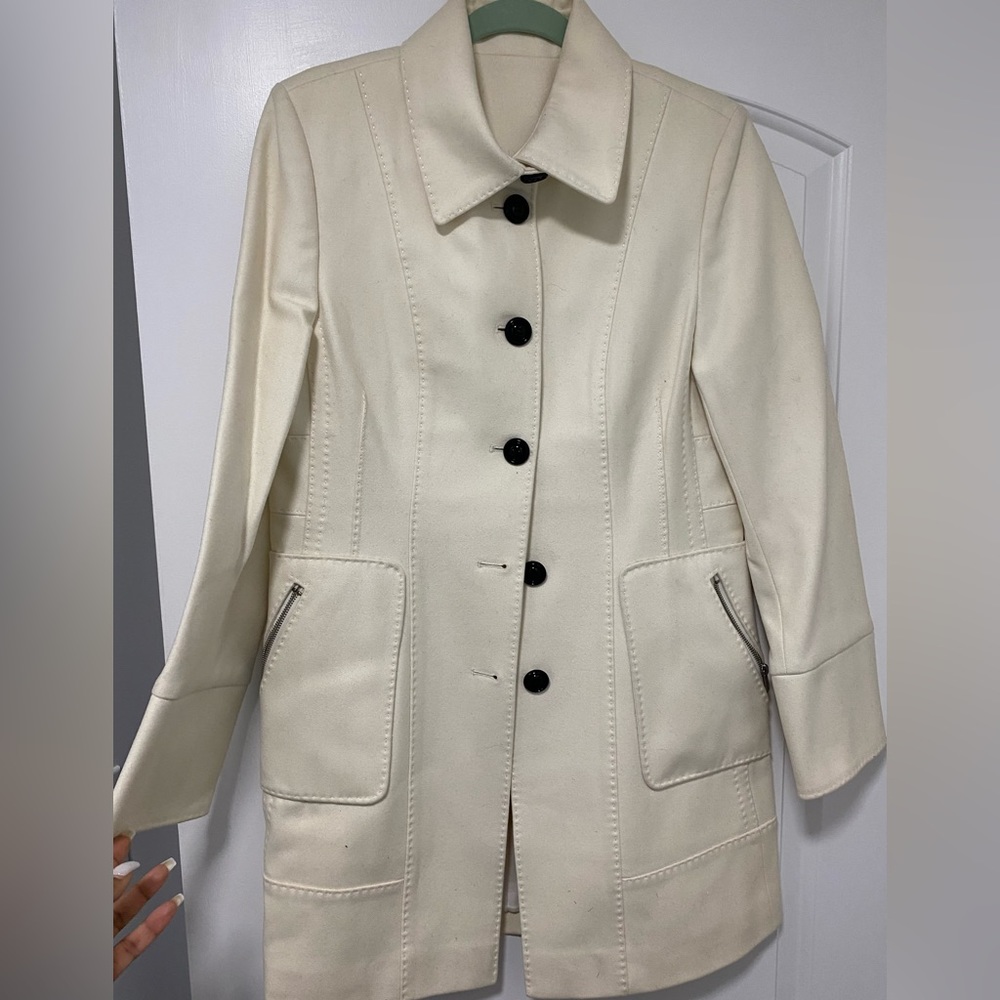 Ladies cream pea coat size medium long coat